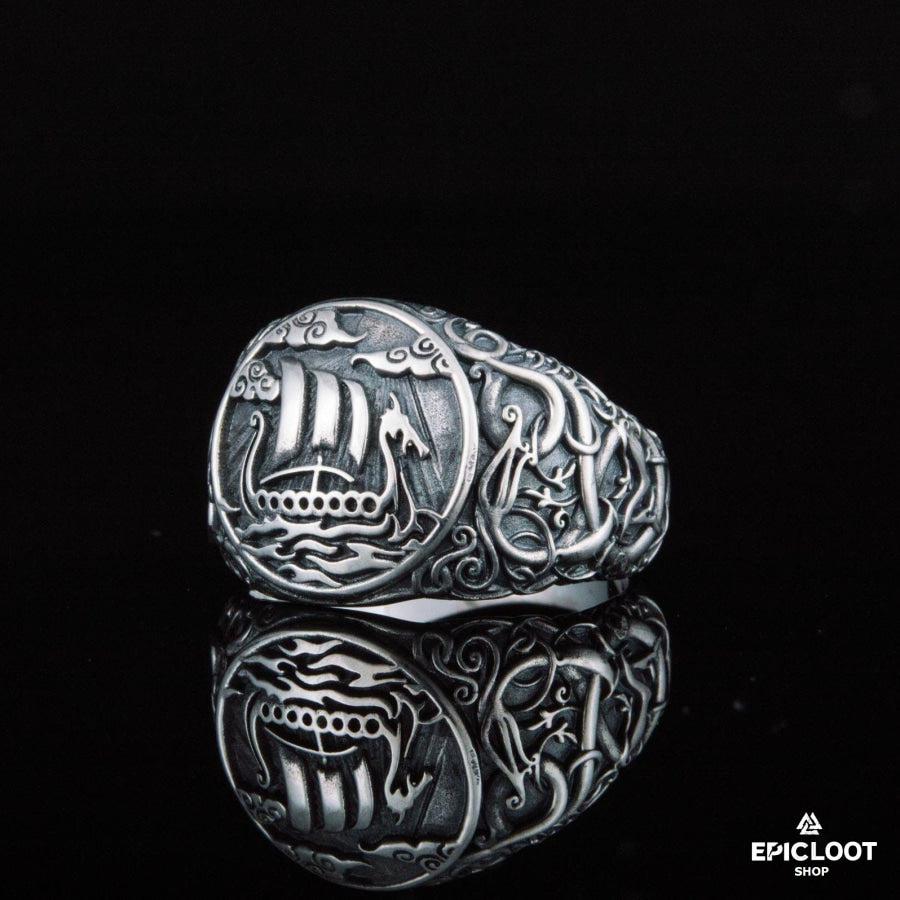 925 silver Drakkar Symbol Ring Urnes Style
