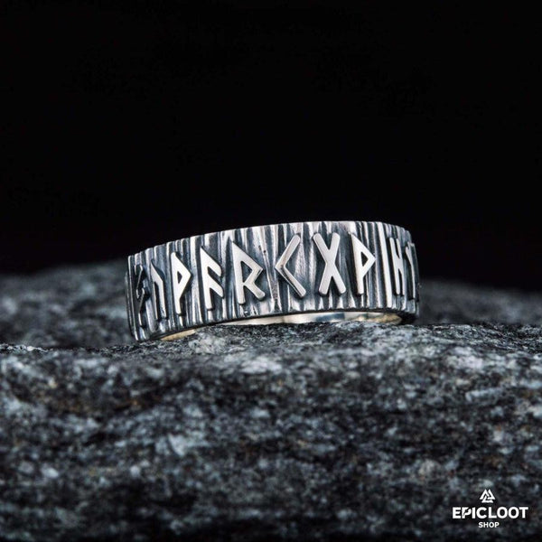 925er Silber Elder-Futhark-Runenring