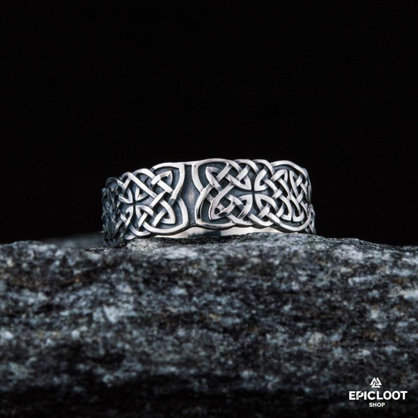 925 silver Norse Ornament Ring - Handcrafted Viking Ring - Detailed View | Epic Loot Shop