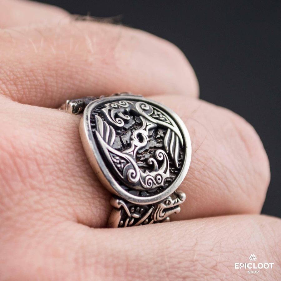 925 silver Odin Ravens Ring