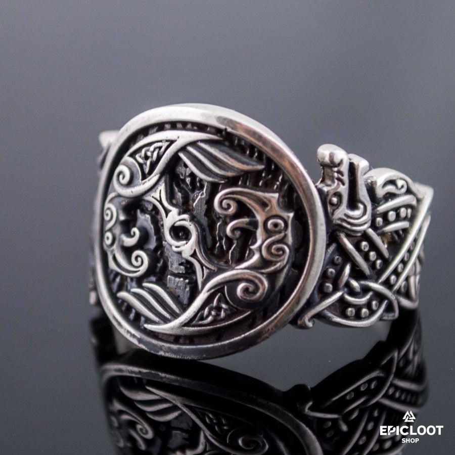 925 silver Odin Ravens Ring