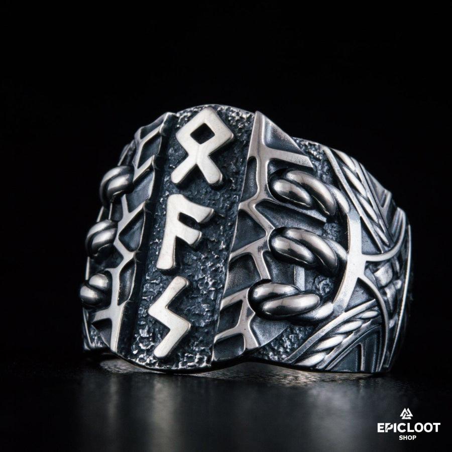 925 silver Ring with Norse Runes