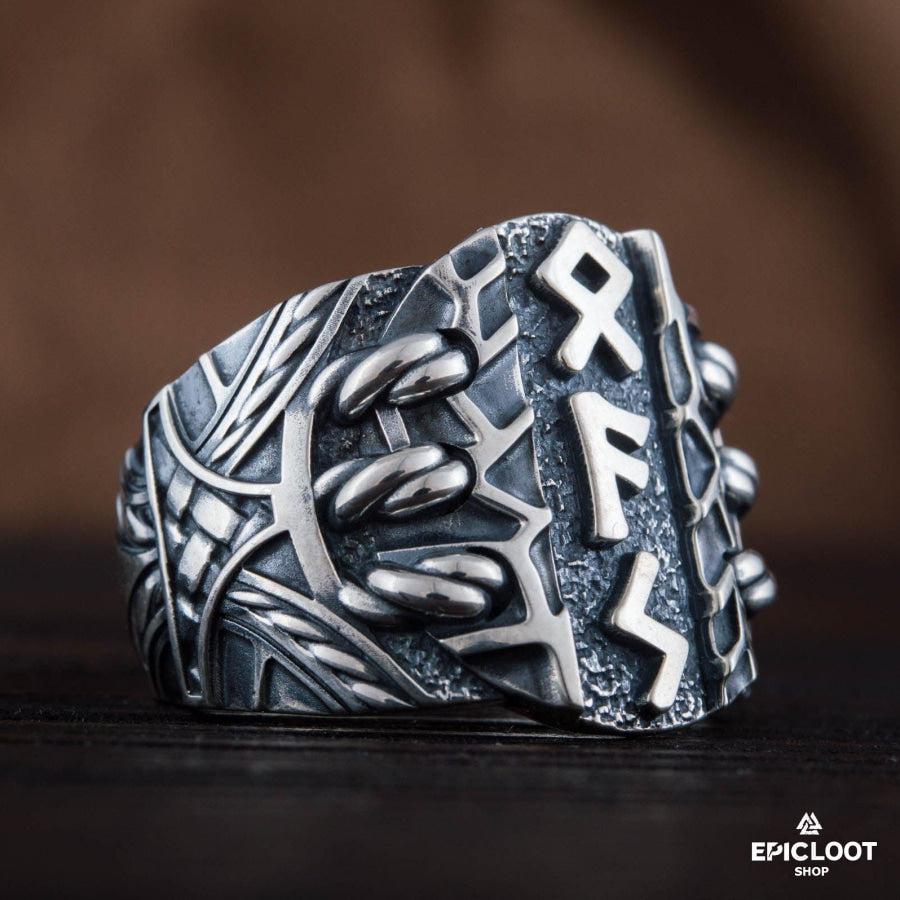 925 silver Ring with Norse Runes