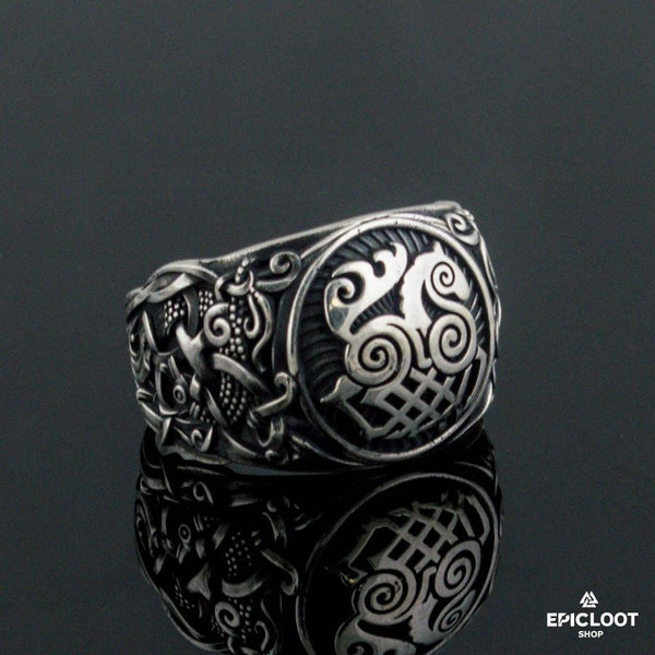 925 silver Sleipnir Ring Mammen Design - Handcrafted Viking Ring - Alternative Angle | Epic Loot Shop