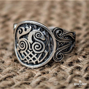 Anello Nordico con Simbolo Sleipnir in Argento 925