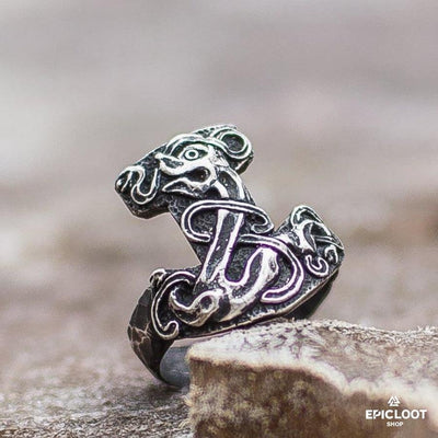 925er Silber Thors Mjolnir-Ring