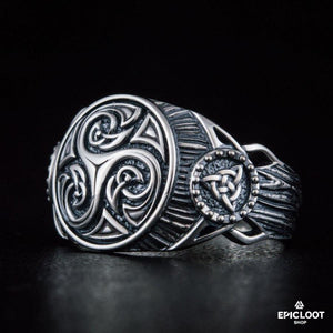 925 silver Triskele Symbol Ring