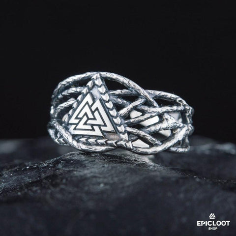 925 silver Valknut Ring Unique Design