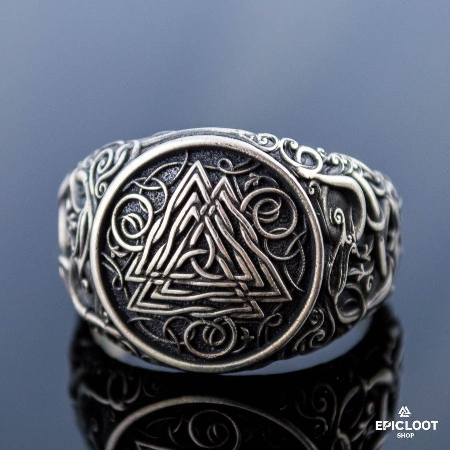 925 silver Valknut Symbol Ring Urnes Style