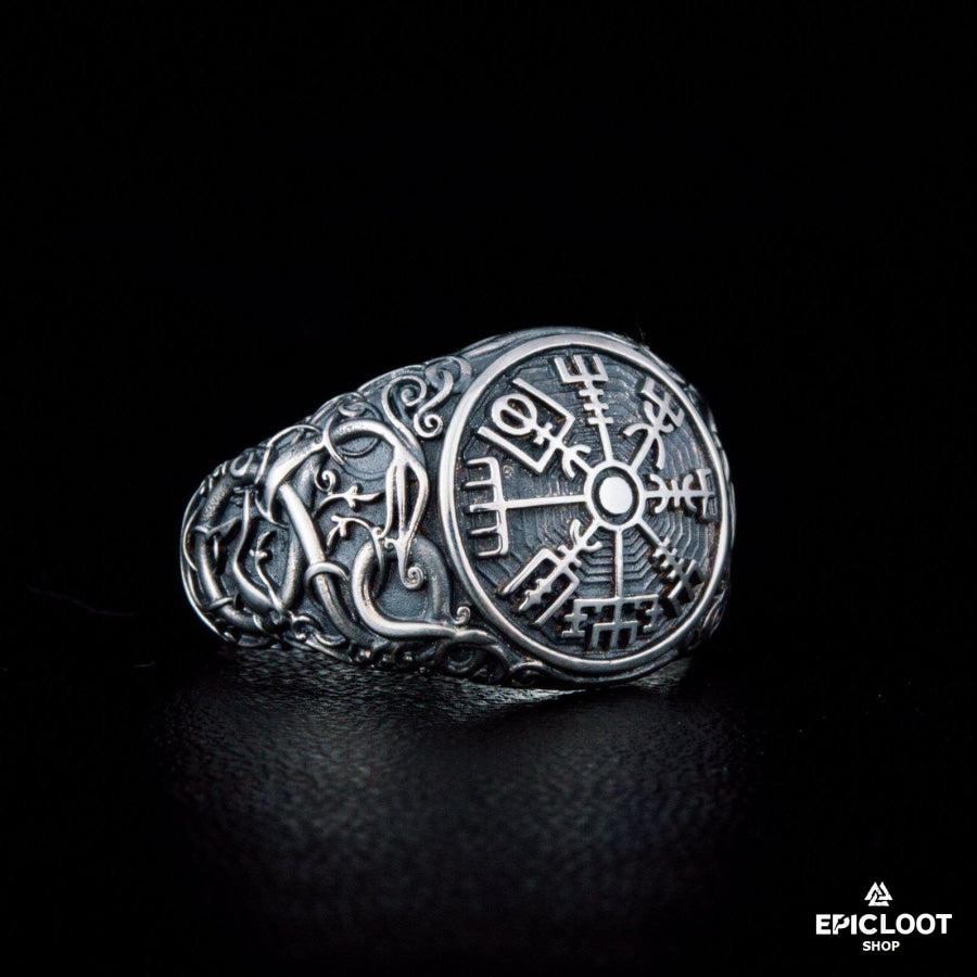 925 silver Vegvisir Symbol Ring Urnes Style