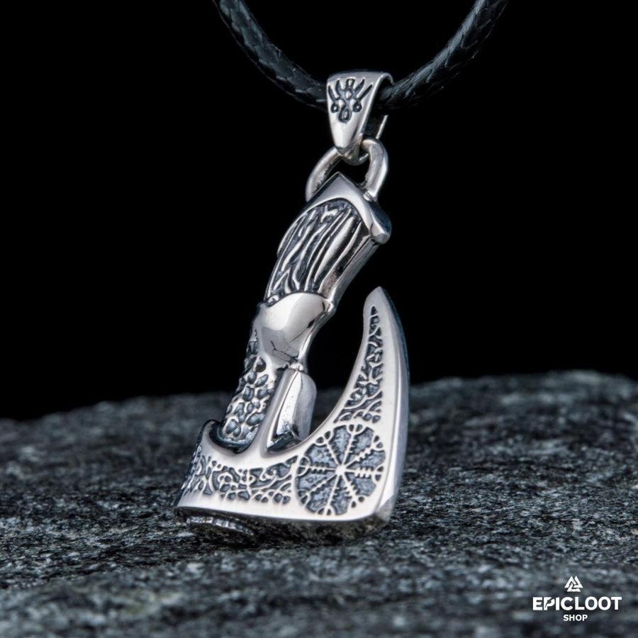 Celtic Axe Pendant Men Necklace - Sterling Silver