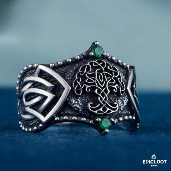 925er Silber Yggdrasil-Ring Nordisches Design