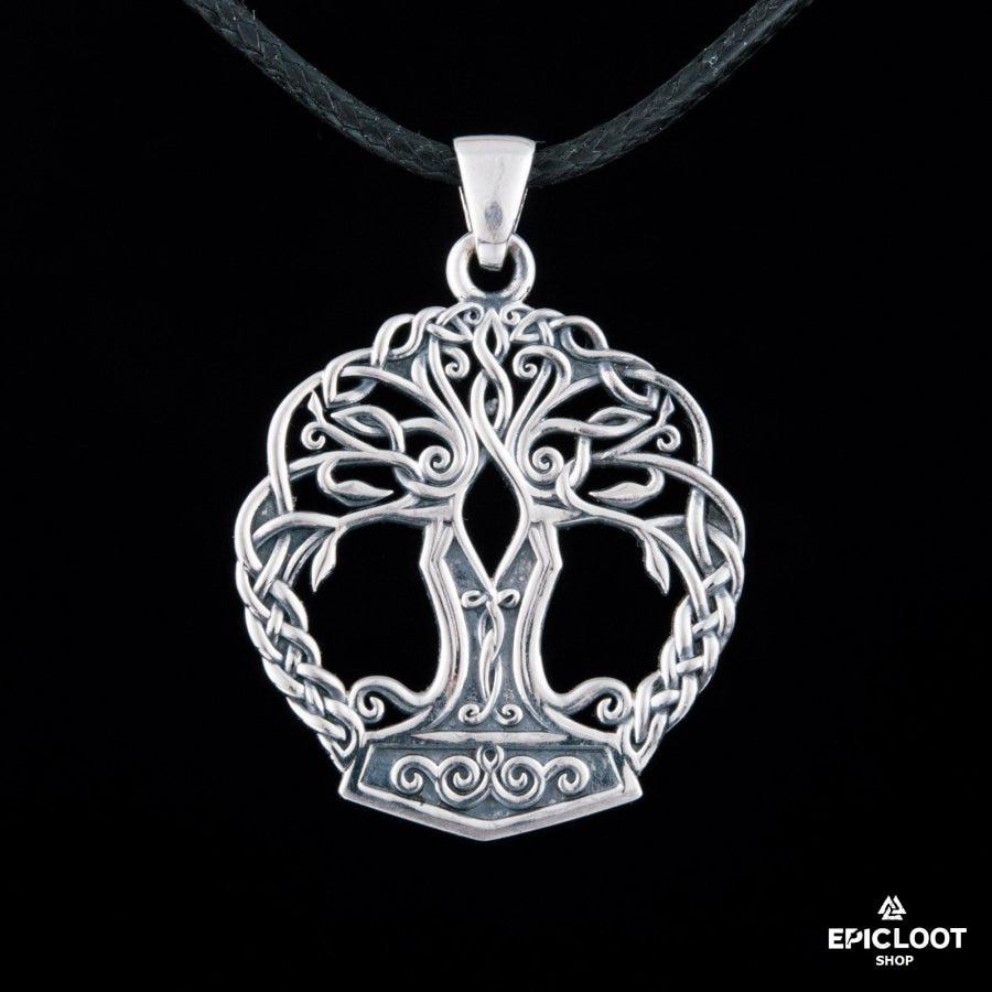 925 Silver Yggdrasil with Mjolnir Pendant