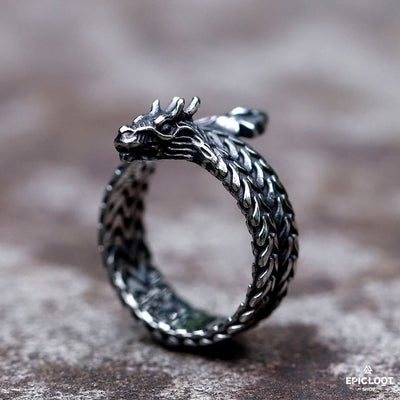 Coiled Dragon Viking Ring