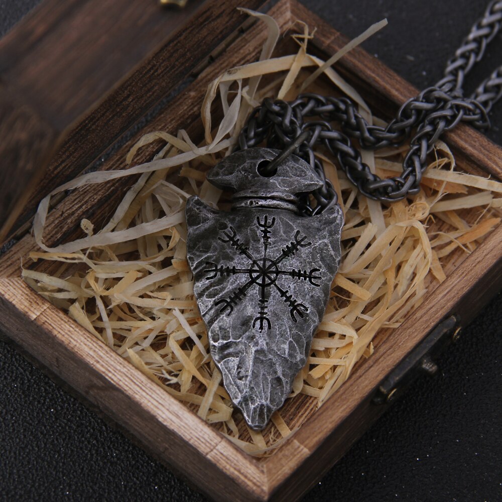 Gungnir Spear with the Helm of Awe Symbol Necklace