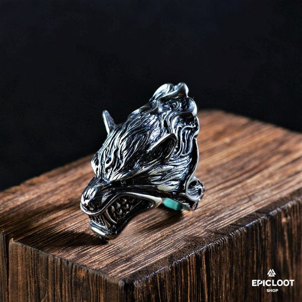 Fenrir Wolf 925er Silberring