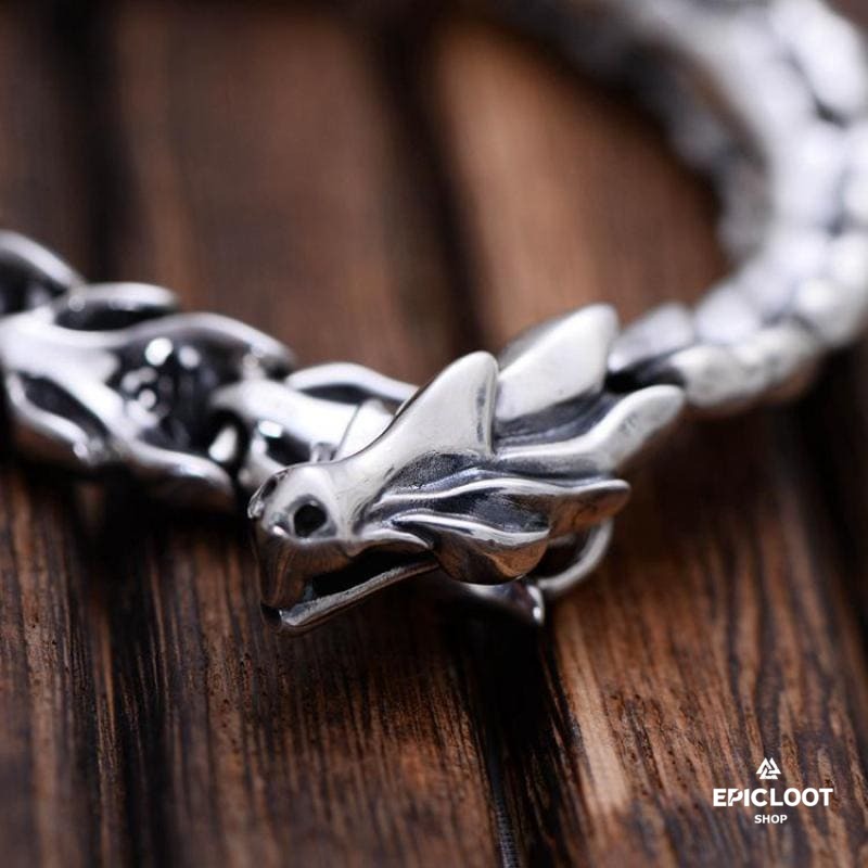 Jormungandr The Midgard Serpent 925 Sterling Silver Bracelet