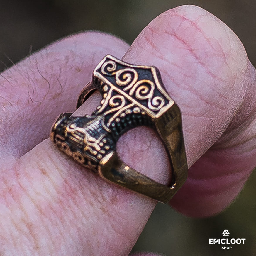 Thor's Hammer Mjolnir Bronze Viking Ring