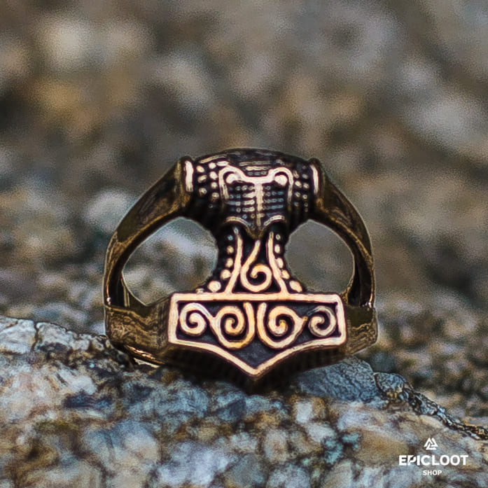 Thor's Hammer Mjolnir Bronze Viking Ring