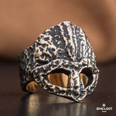 Ruined Helmet Bronze Viking Ring