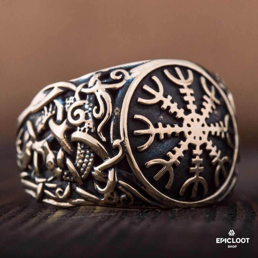 Helm Of Awe Decorated Bronze Ring