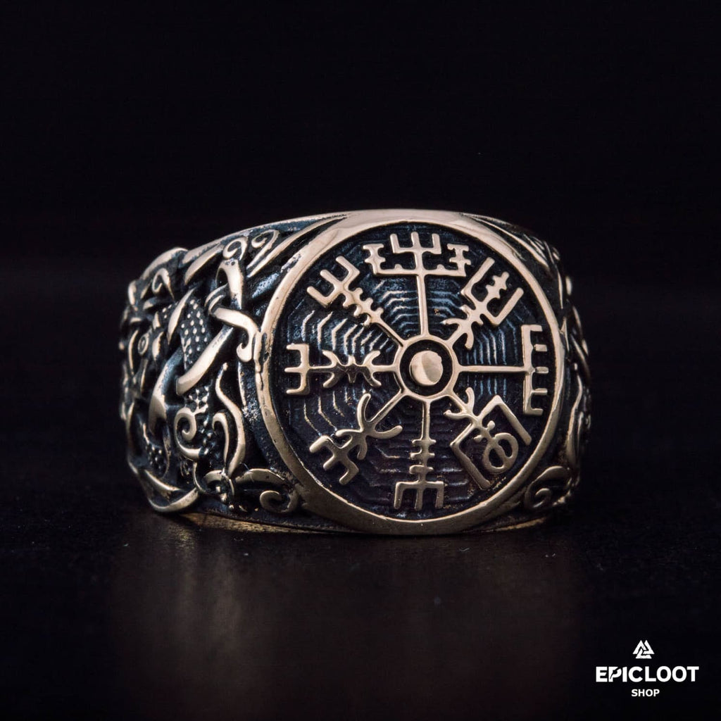 Vegvisir Symbol Norse Style Bronze Ring