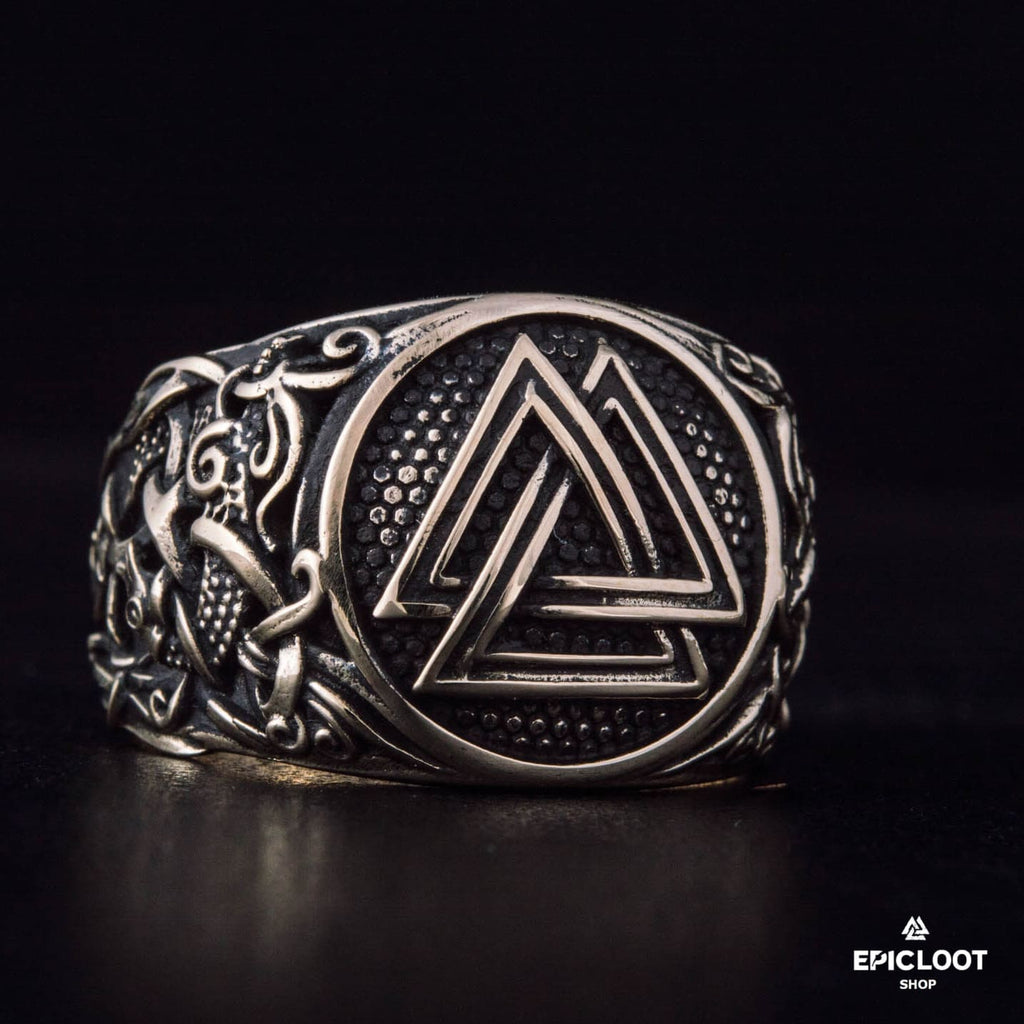 Valknut Ring Decorated Bronze Viking Ring