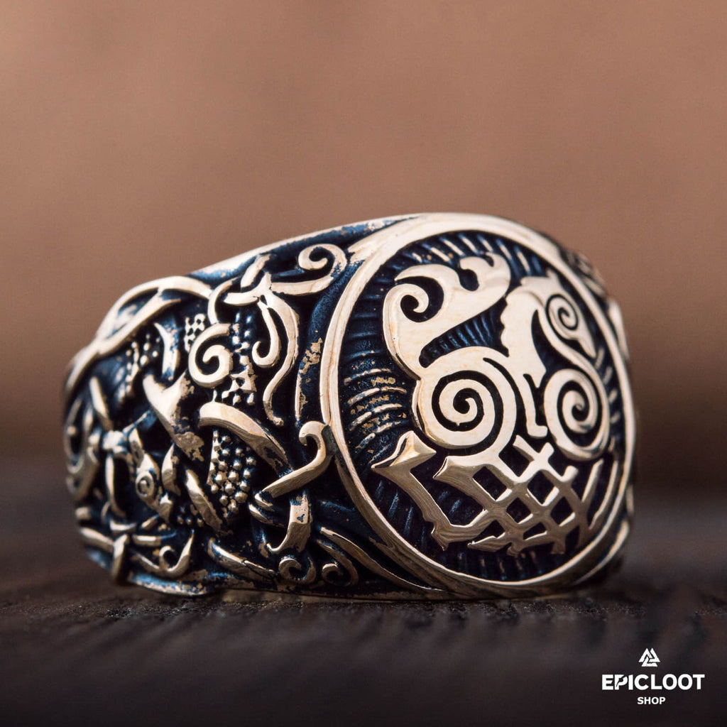 Sleipnir Symbol Decorated Bronze Ring