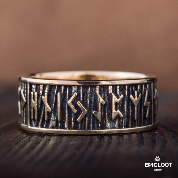 Anello Vichingo in Bronzo con Rune Elder Futhark