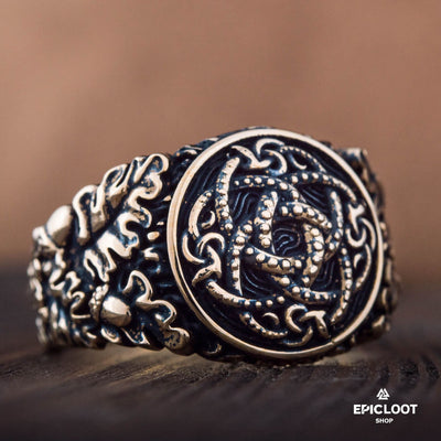 Jormungandr Decorated Bronze Viking Ring