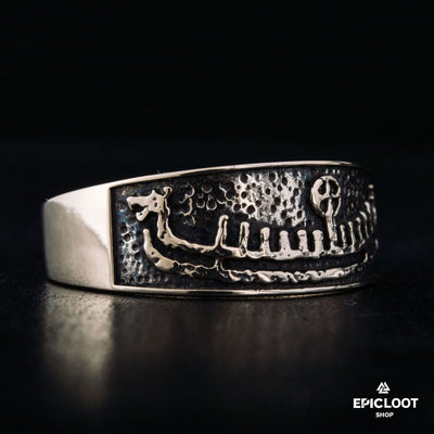 Drakkar Symbol Bronze Handcrafted Viking Ring