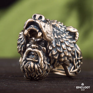 Berserkerův prsten s medvědem, bronzový vikingský prsten
