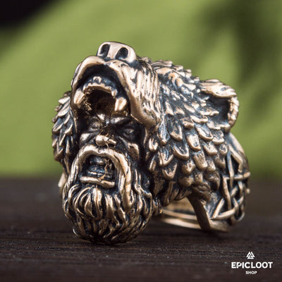 Berserker Ring Bear Bronze Viking Ring