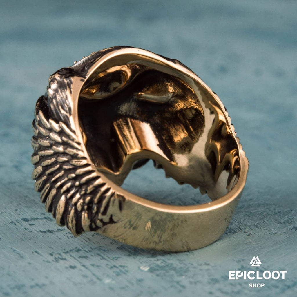 Vegvisir Symbol Skull Bronze Viking Ring