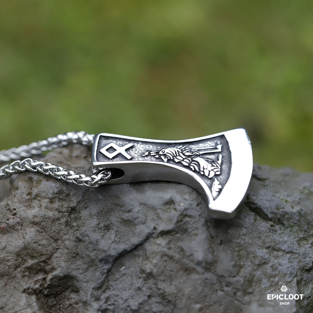 Two side Viking axe Necklace