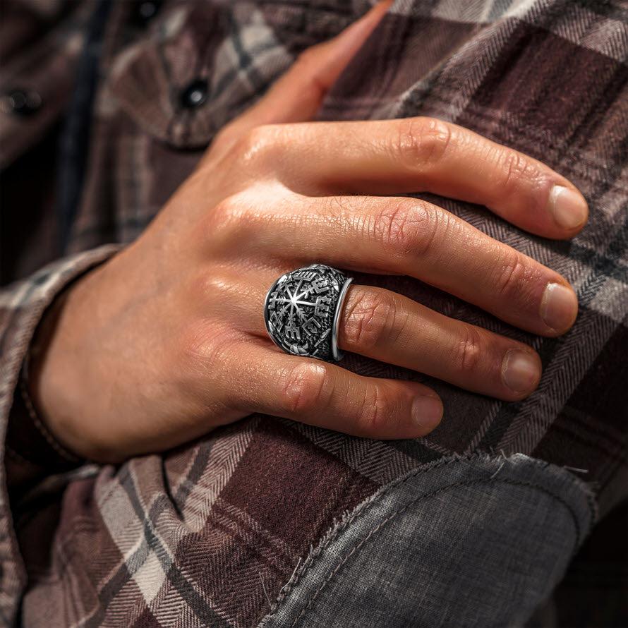 Vegvisir Compass Solid 925 Sterling Silver Ring