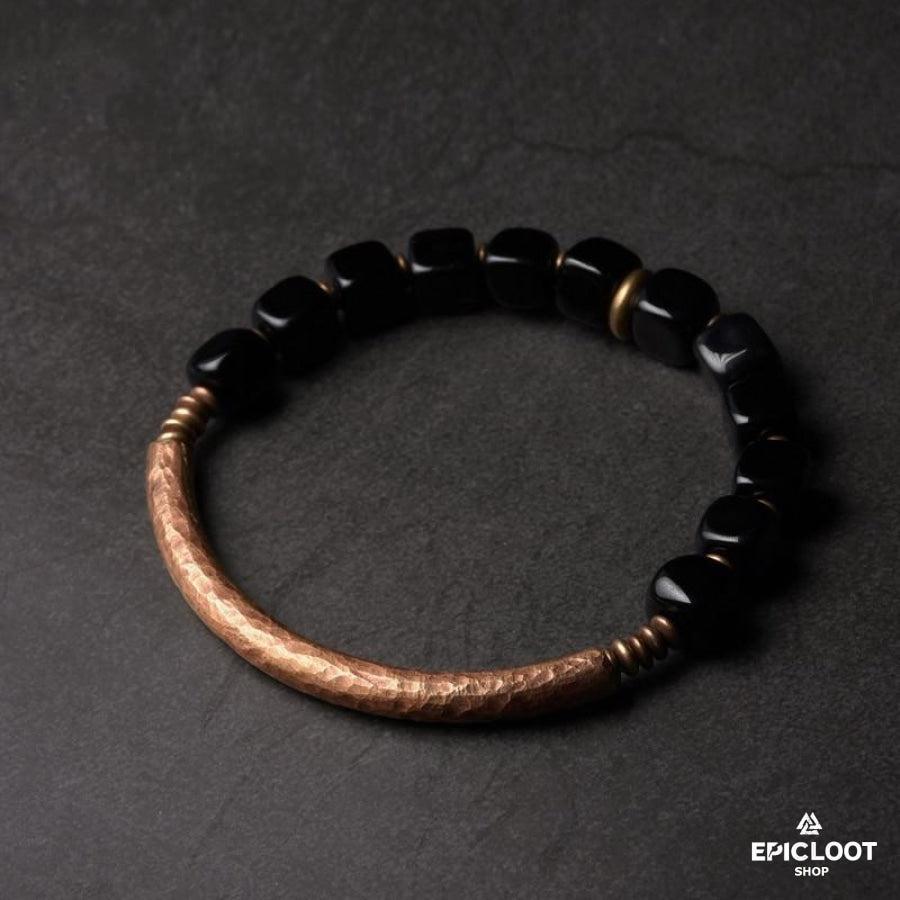 Cubic Black Stones Antique Copper Bracelet