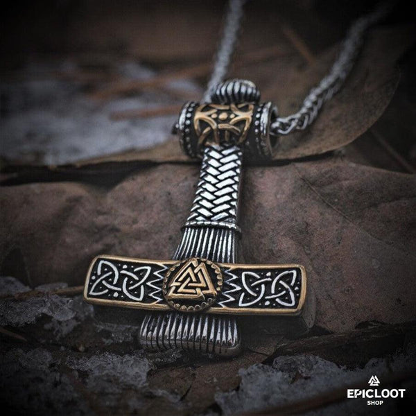 Verzierte Mjolnir Thors-Hammer Halskette
