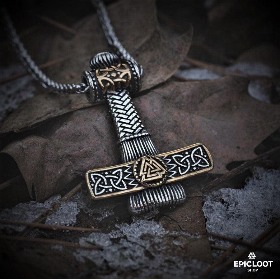 Decorated Mjolnir Thors Hammer Necklace