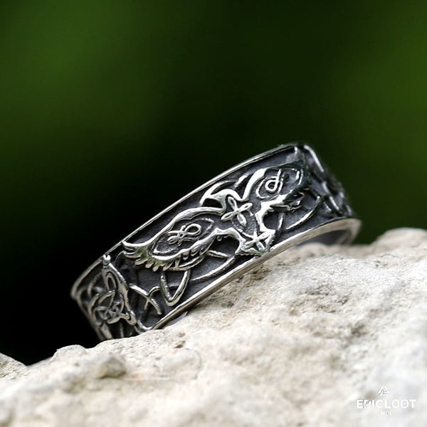 Decorative Norse Raven Viking Ring