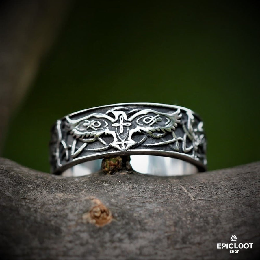 Decorative Norse Raven Viking Ring
