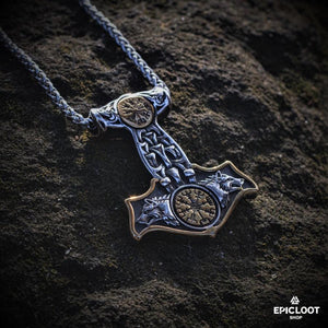 Collana Mjolnir con bussola a doppia faccia