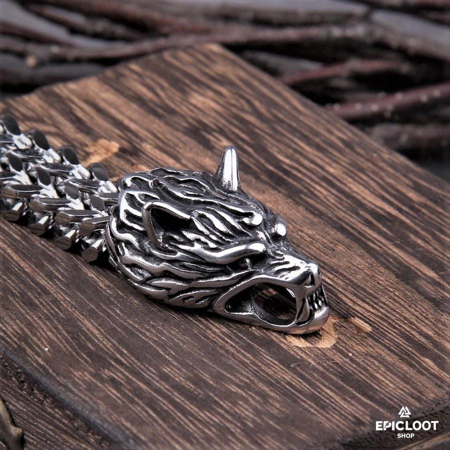 Fenrir Head Viking Bracelet
