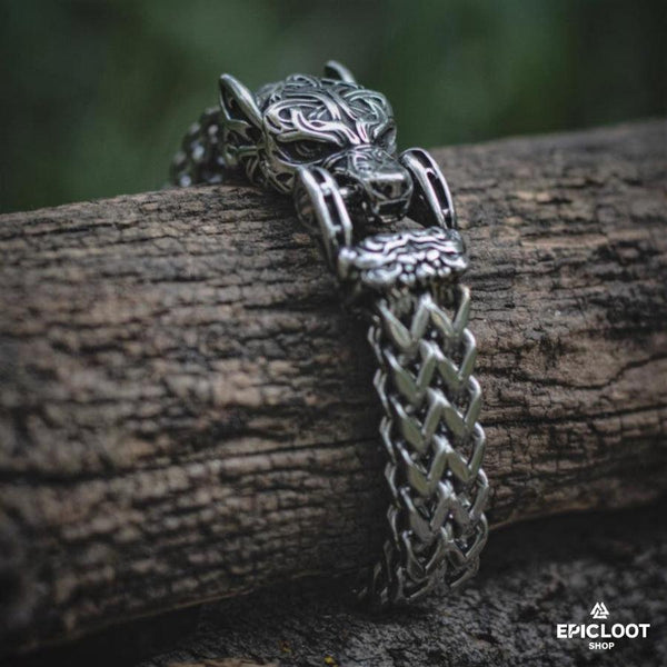 Fenrir Wolf Bracelet - Viking Arm Ring - Side Profile | Epic Loot Shop