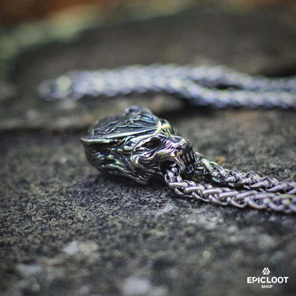 Fenrir Wolf Head Pendant Neckalce - Viking Bracelet - Side Profile | Epic Loot Shop