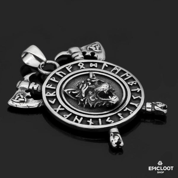 Collana con Ascia Runica del Lupo Fenrir