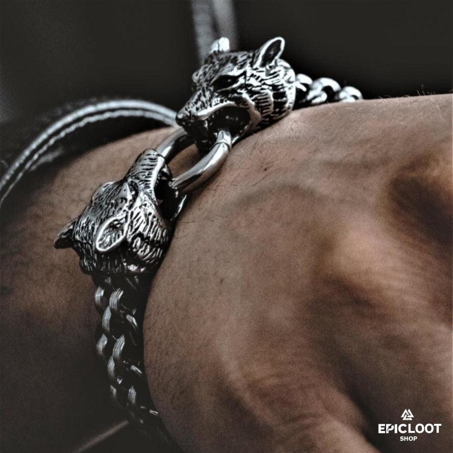 Viking Wolf Bracelet, Fenrir Arm Ring