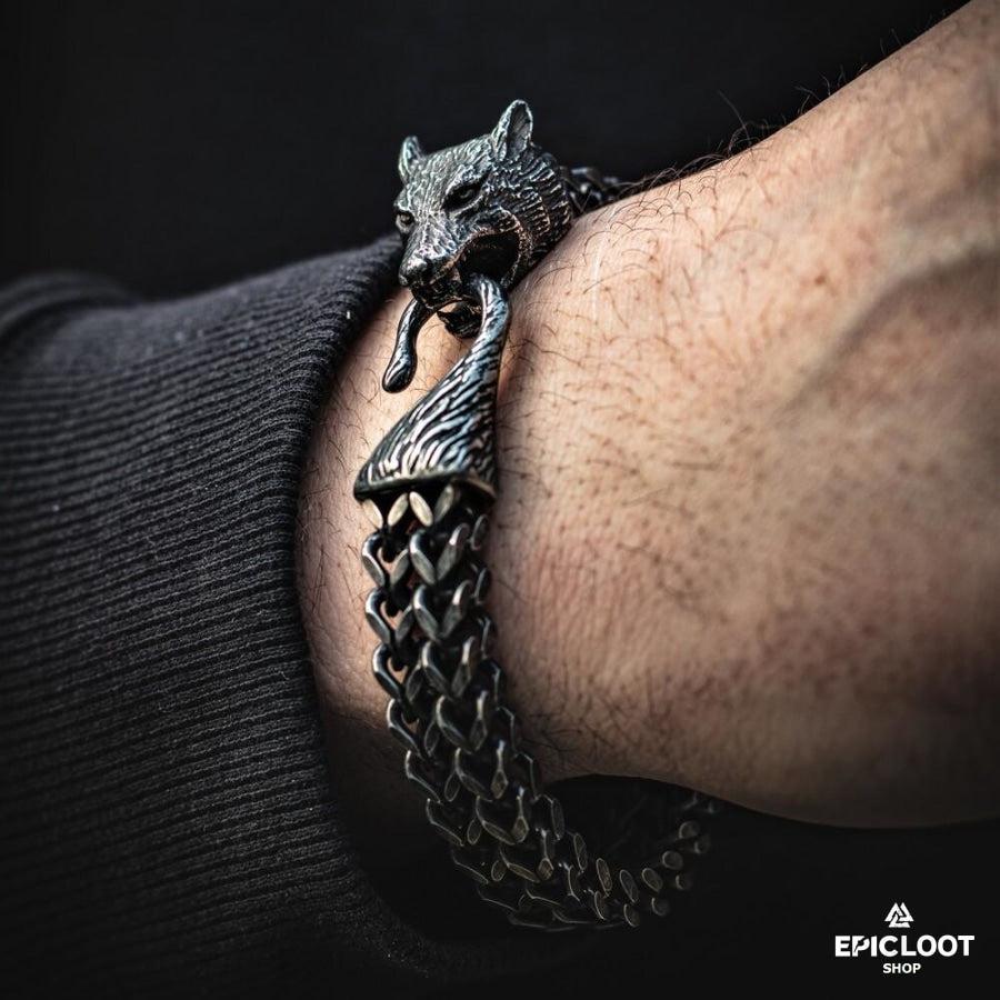 Tail-biting Wolf Stainless Steel Bracelet – GTHIC