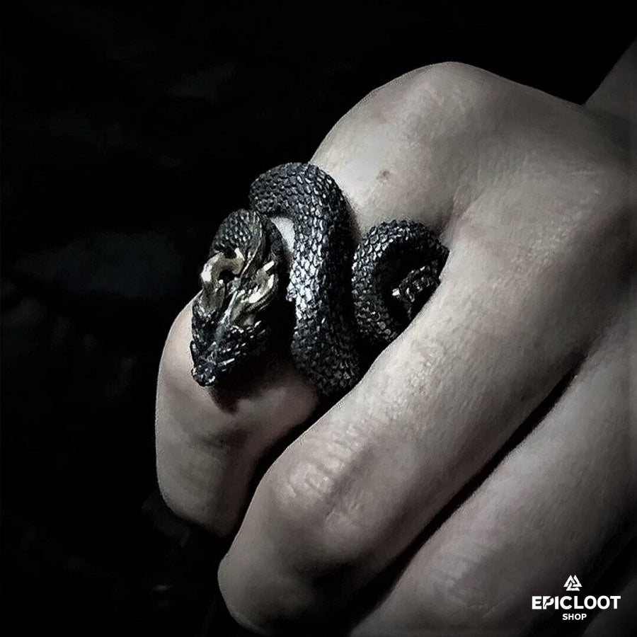Black snake ring sterling silver