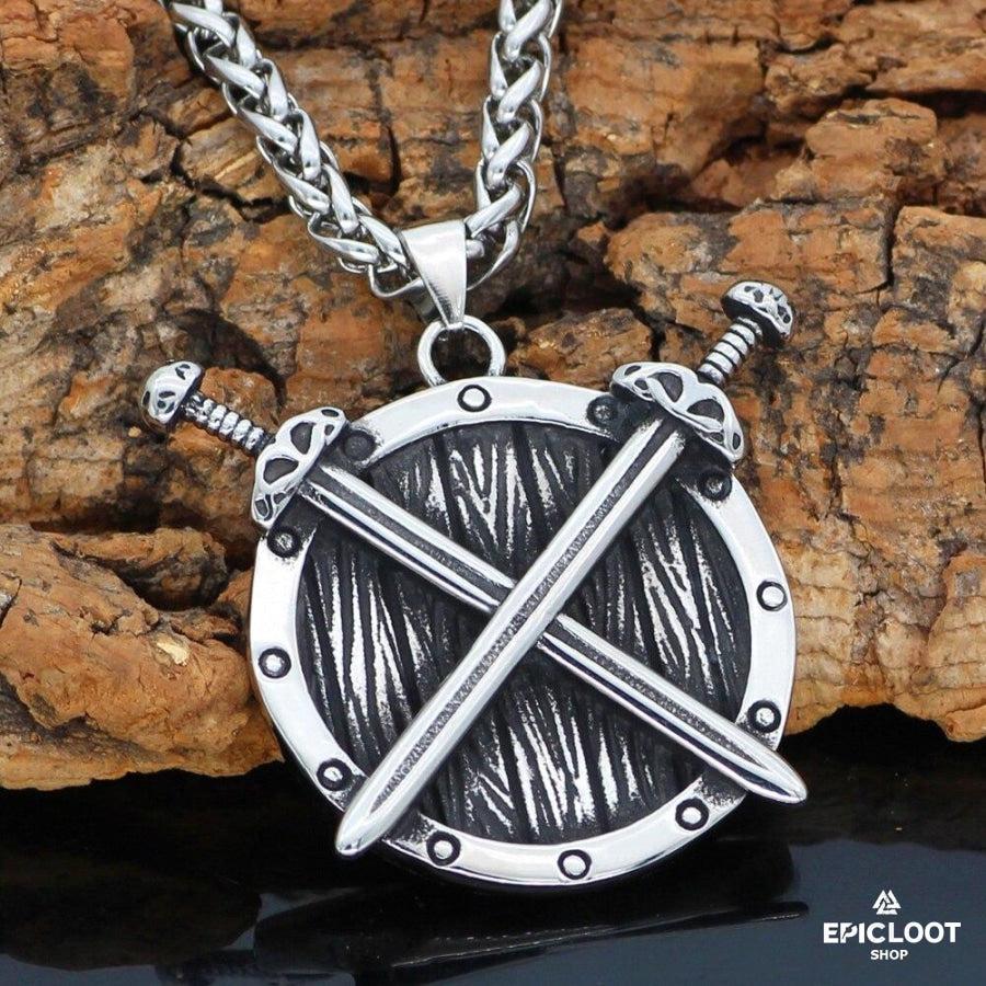 Nordic Viking Shield Sword Necklace